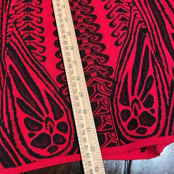RVN Red and Black Abstract Fit and Flare Dress, Size Small - Picture 15 of 15
